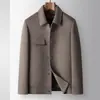 Chaqueta para Hombre Otoño/Invierno 2026 Cuello Solapa Estilo Ropa de Trabajo con Forro de Plumas Desmontable, Abrigo de Lana Cálido Juvenil de Negocios