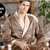 Bata de Noche de Seda para Hombre Verano Delgada Seda Artificial Pijama de Manga Larga Tallas Grandes para Hombre Bata de Baño de Exportación