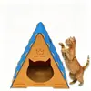 Casa de gato em feltro estilo tenda triangular, casa de gato removível e lavável, adequada para todas as estações, casa fechada para animais de estimação, tamanho: 43cm de comprimento, 40cm de largura, 39cm de altura