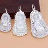 Pingente Bodhisattva Guanyin da Chama Colar Banhado a Prata para Homens e Mulheres Buda Maitreya para Garantir a Segurança Suprimento ao Vivo Douyin Kuaishou