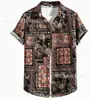 Moda Retro Comércio Exterior Transfronteiriço Novo Estilo Camisa Curta Impressão 3D Venda Direta de Fábrica Atacado Personalizado Botão de Poliéster Camisa