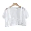 Chal Corto de Verano Estilo Japonés y Coreano Estilo Dulce Hogar Casual Ropa de Protección Solar para Salir Top Corto de Encaje Multiusos para Mujer