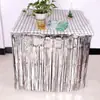 Nuevas Pegatinas DIY de Halloween Cortina de Lluvia de Seda Falda de Mesa Decoración de Mesa de Comedor Decoración de Mesa de Fiesta Cortina de Mesa con Borlas de Araña y Murciélago