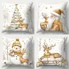 Funda de Almohada Nueva de Navidad Temu Papá Noel Dibujos Animados Estampado de Lino Decoración Festiva para el Hogar Funda de Almohada