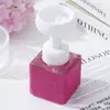 Garrafa Vazia Quadrada Portátil com Cravejamento de Diamantes Transfronteiriça, Garrafa de Pressão Recarregável Floral de Luxo Leve para Shampoo, Gel de Banho e Loção para as Mãos