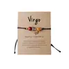 Amazon WISH Explosiones Calientes Pulsera Elástica de Doce Constelaciones Piedra Ojo de Tigre Ágata Pulsera de Cuentas de Color Mixto Tarjeta
