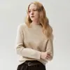 Fio de Lã Kang Sai Ni Estilo Grosso Outono e Inverno Feminino 100% Cashmere Malha Camada Base Manga Longa Gola Meio Alta Suéter Solto