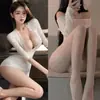 Falda Morada Sexy de Encaje para Discoteca Ajustada al Cuerpo Lencería Sexy Push-Up Traje de Juego de Secretaria Ol No Necesita Quitarse Camisa de Tentación