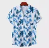Camisa de Verano con Cuello Cubano Estampado Digital de Flores de Playa Talla Europea de Comercio Exterior Personalizada para Hombre Casual de Playa Manga Corta