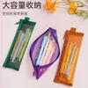 Estuche retro color transparente malla transparente estuche pequeño tamaño pequeño doble capa malla estilo nicho bolsa de papelería cremallera portátil bolsa para exámenes