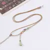 Cordón de Collar con Colgante de Loto de un Solo Lado Ajustable DIY Tejido a Mano Cordón de Accesorio de Jade Cadena para Colgante Cordón de Cuello de Jade Ágata