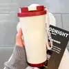 26 Nueva Taza Térmica Portátil para Mujer Alta Apariencia Taza de Agua con Popote Acero Inoxidable 304 Pareja Celebridad de Internet Almacenamiento en Frío Taza de Café.