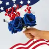 Arreglos Florales de Mesa Personalizados para el Día de la Independencia, Flores Rojas, Rosas Blancas y Azules al por Mayor Transfronterizo, y Ramos Ambientales para el Día de la Independencia