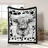 Manta de Franela con Graffiti de Vaca de las Tierras Altas - Más Vendida Decoración del Hogar con Estampado Animal Manta Ligera para el Ocio