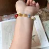 Pulseira de Cristal Topázio, Pedra Olho de Tigre Dourado, Pulseira de Luxo Leve, Pulseira Retro de Ágata Vermelha Lótus, Atacado para Namoradas