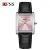 Reloj de Pulsera Cuadrado Pequeño Clásico Marca Ofns Resistente al Agua Esfera Grande Sin Segundero Reloj de Cuarzo para Mujer Correa de Commuter