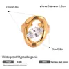 Anillo Abierto de Acero Inoxidable con Circonita Casual Simple Versátil para el Dedo Índice Joyería de Lujo Ligero de Gama Alta para Mujeres