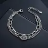 Pulseira Masculina de Aço Titânio Nariz de Porquinho Camada Dupla Moda Versátil para o Dia a Dia Pulseira Feminina Simples Luxo Leve Acessórios de Alto Padrão