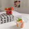 Cuenco Creativo con Forma de Sombrero de Paja, Cuenco de Vidrio de Borosilicato Alto, Resistente al Calor, Transparente, Estilo Ins, para Uso en Casa, Desayuno, Avena, Ensalada, Cuenco para Yogur