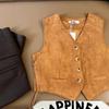 Chaleco de Gamuza con Cordones Estilo Maillard 2025 para Mujer con Diseño de Nicho, Chaleco Corto Casual con Cuello en V