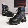 Botines para personas petite para aumentar la altura, botas de motocicleta de suela gruesa estilo callejero, nuevo estilo Primavera/Otoño 2026, Dr con detalle de cadena. Botas Martens para mujer, negras