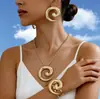 Europeu e Americano Transfronteiriço Temu Mais Vendido Metal Espiral Pingente Colar Pulseira Brincos Conjunto de Joias Femininas Fabricante Atacado