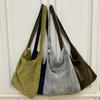 Elegante Bolso de Tela Artístico Vintage Otoño Nuevo Bolso Escolar para Mujer Color Sólido Pana Bolso de Tela de un Hombro Cruzado Cremallera