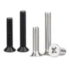 Tornillos de Máquina de Acero Inoxidable 304 de Cabeza Avellanada con Ranura de Cruz Negra Accesorios de Perno de Cabeza Plana Galvanizados en Zinc Negro M2-M12