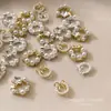 Nuevos Accesorios para Uñas de Corona Navideña de Perlas de Aleación, Anillo Hueco de Pentagrama, Piezas Decorativas de Pedrería para Uñas, Venta al por Mayor