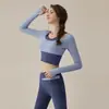 Conjunto de Yoga para Mujer Nuevo Bloque de Color Cintura Pantalones de Yoga Falso Dos Piezas Manga Larga Superior Profesional Pilates Ropa de Fitness Otoño
