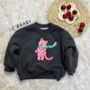 Roupa infantil 2023 Inverno suéter com forro de fleece estampado de desenho animado para meninas outono e inverno infantil peça única de veludo estilo western para bebê
