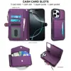 Funda para teléfono móvil antirrobo RFID adecuada para Apple 18Pro, Funda de cuero con cremallera para teléfono móvil tipo bandolera Samsung S26Ultra