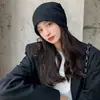 Chapéu de Tricô Outono e Inverno Transfronteiriço Chapéu Slouchy Estilo Japonês Preto Versátil Lã Circunferência da Cabeça Grande Touca Pós-Parto Chapéu Frio Masculino Tendência