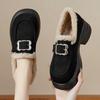 Zapatos de Algodón Versátiles Retro Estilo Británico Mocasines de Terciopelo y Cuero Nobuck Zapatos Birkenstock Otoño e Invierno Zapatos Pequeños de Cuero