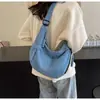 Bolsa tote transversal em formato de bolinho para mulheres 2026 nova bolsa de grande capacidade bolsa casual leve de lona bolsa de ombro jeans