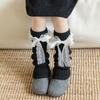 Botas e Meias de Algodão para Meninas com Laço de Renda, Meias de Renda Estilo Lolita Doce Coreano para Meninas, Meias Largas de Outono e Inverno
