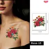 Pegatinas de Tatuaje de Flor de Rosa Colorida Impermeables Larga Duración Sexy Clavícula Brazo Flor Artificial Pegatinas de Tatuaje Venta al por Mayor