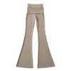 Pantalones de Campana Finos de Encaje Empalmado de Cintura Alta Ajustados con Efecto de Caída para Mujer, Estilo Nuevo de Verano, Estilo Puro Deseo