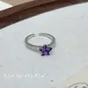 Anillo de Rhinestone Morado con Forma de Estrella, Estilo Coreano, Suave y Ultra Brillante, Sensación Fresca y Delicada, Único y Sencillo, Anillo Versátil para el Dedo Índice