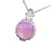 Collar para Mujer con Colgante de Calcedonia Verde Hielo Incrustado Plateado al Por Mayor Estilo Chino Nuevo Huevo de Paloma Ágata Verde Jade