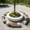 Assentos de Piscina em Forma de Árvore de Fibra de Vidro, Conjunto de Mesa e Cadeiras para Paisagismo de Jardim Externo, Parque, Lazer Público, Banco Irregular ao Redor de Árvore