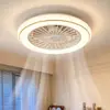 Luminária ventilador de teto moderna minimalista para quarto, luminária ventilador de teto integrada invisível para sala de jantar e sala de estar, luminária de teto LED ultrafina
