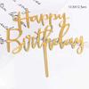 Nueva tarjeta de decoración acrílica para pastel de Feliz Cumpleaños en inglés, inserto acrílico plateado dorado rosa brillante