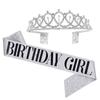 Adereços de Foto Coroa de Princesa Adorno de Cabeça Deusa Fita Alça de Ombro Feliz Aniversário Faixa de Etiqueta Faixa de Cabelo Alto Senso
