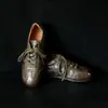 Sapatos Únicos de Couro de Vaca para Artesão de Couro, Bico Redondo com Cadarço, Estilo Esportivo Casual, Sapatos de Treino Alemães que Aumentam a Altura, Novos Sapatos Femininos de Outono