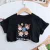 Camiseta de algodón con estampado de dibujos animados para niños, ropa de verano para niños y niñas, top de manga corta a juego, ropa infantil para bebés