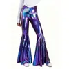 Modelo de Comercio Exterior 2026 Pantalones de Cola de Pez con Estampado de Serpiente Europeo y Americano para Mujer, Pantalones Acampanados de Cintura Alta para Actuación en Escenario, Pantalones Largos Brillantes de Cuero Ajustados