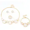 Joyería Transfronteriza Europea y Americana Diseño Nicho Redondo Irregular Goteo de Aceite Blanco Pulsera Collar Pendientes Anillo Set