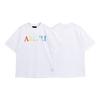Camiseta básica de verão popular com estampa gradual do alfabeto e transfronteiriça, camiseta básica da moda, gola redonda, camiseta de manga curta masculina