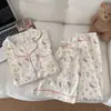 Pijama de Algodão Nuvem para Mulheres, Novo Estilo de Verão, Conjunto de Três Peças Manga Curta com Desenho de Ursinho Doce, Roupa de Casa Popular que Pode Ser Usada Fora